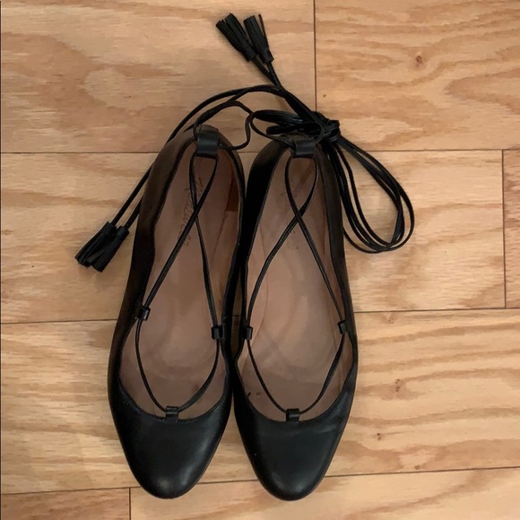 ballet flats with ankle ties